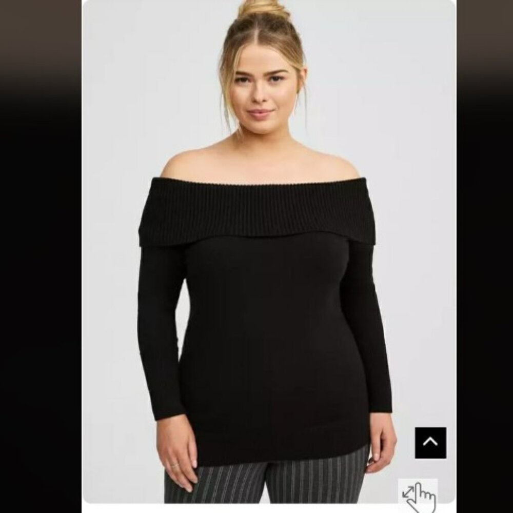 Torrid Off Shoulder Black Sweater; Size 3 (22-24)